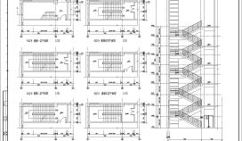 多层建筑双折楼梯设计CAD节点详图