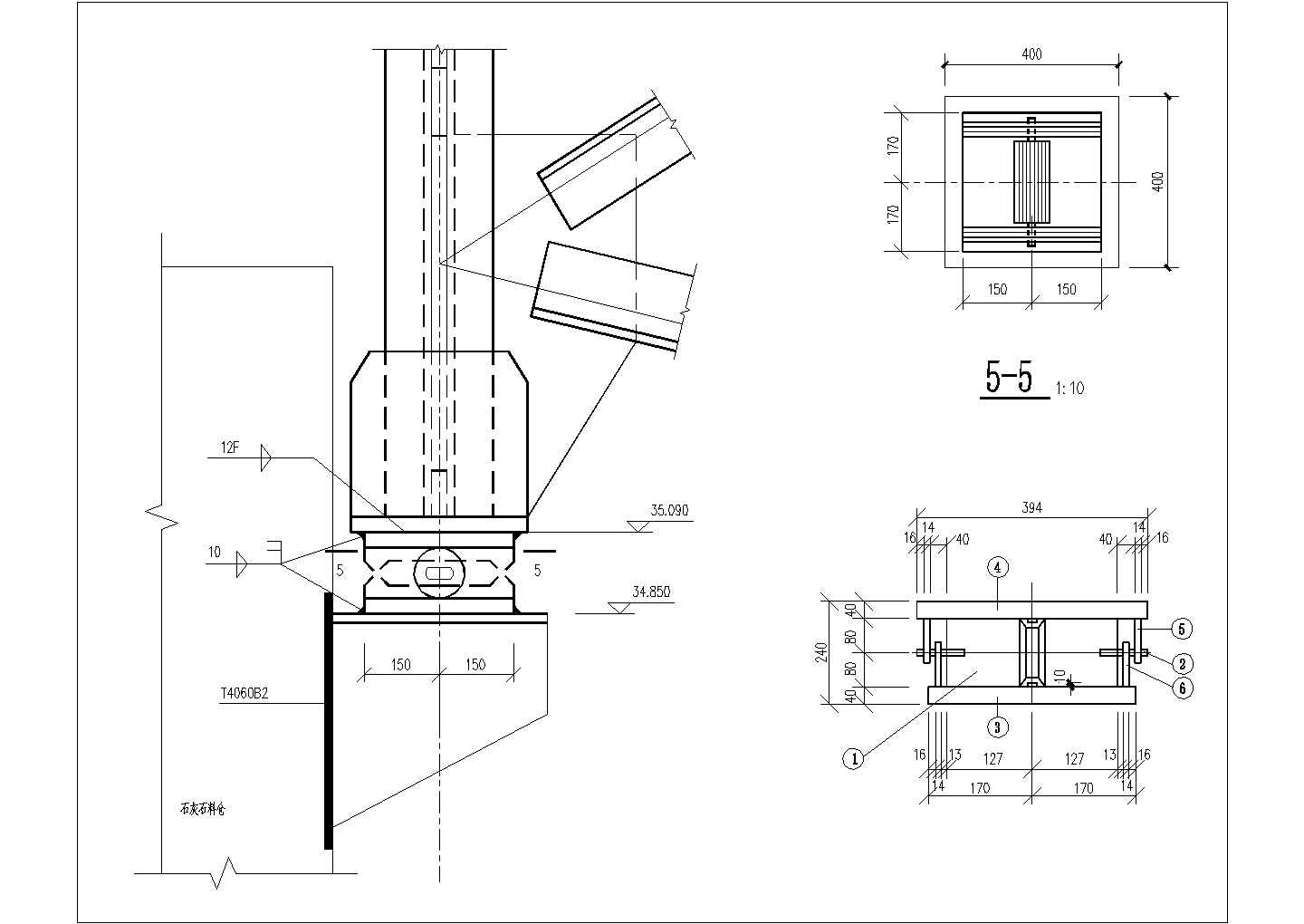 钢桁架与牛腿连接剖面CAD节点详图-图二