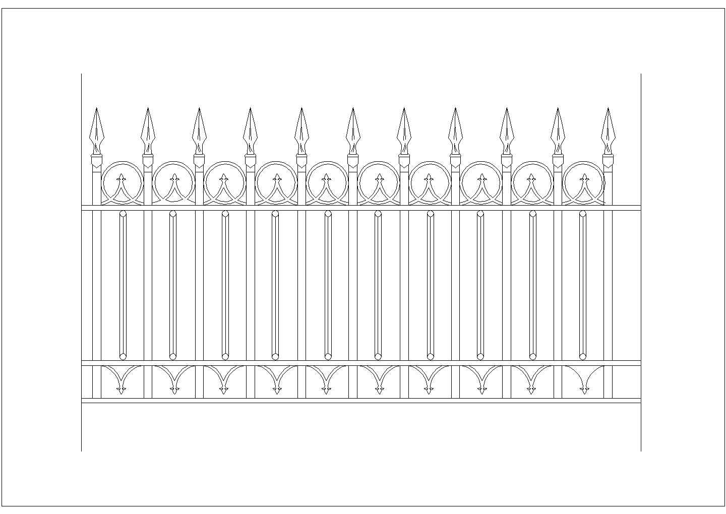 精美铁艺栏杆围墙CAD节点详图-图二