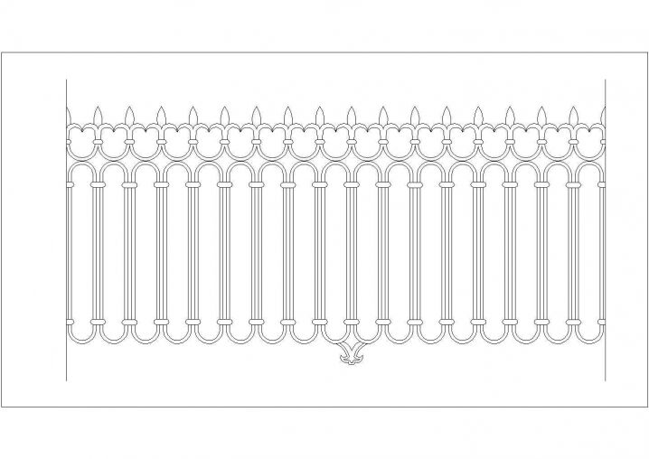 精美铁艺栏杆围墙CAD节点详图
