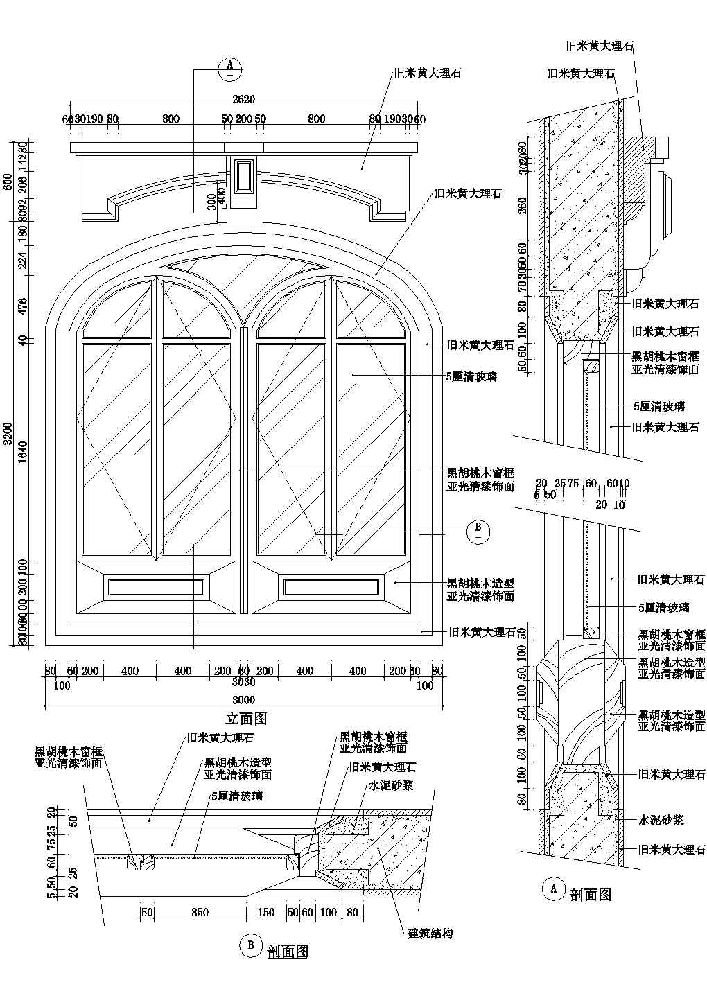 西式风格窗户建筑CAD节点详图-图二