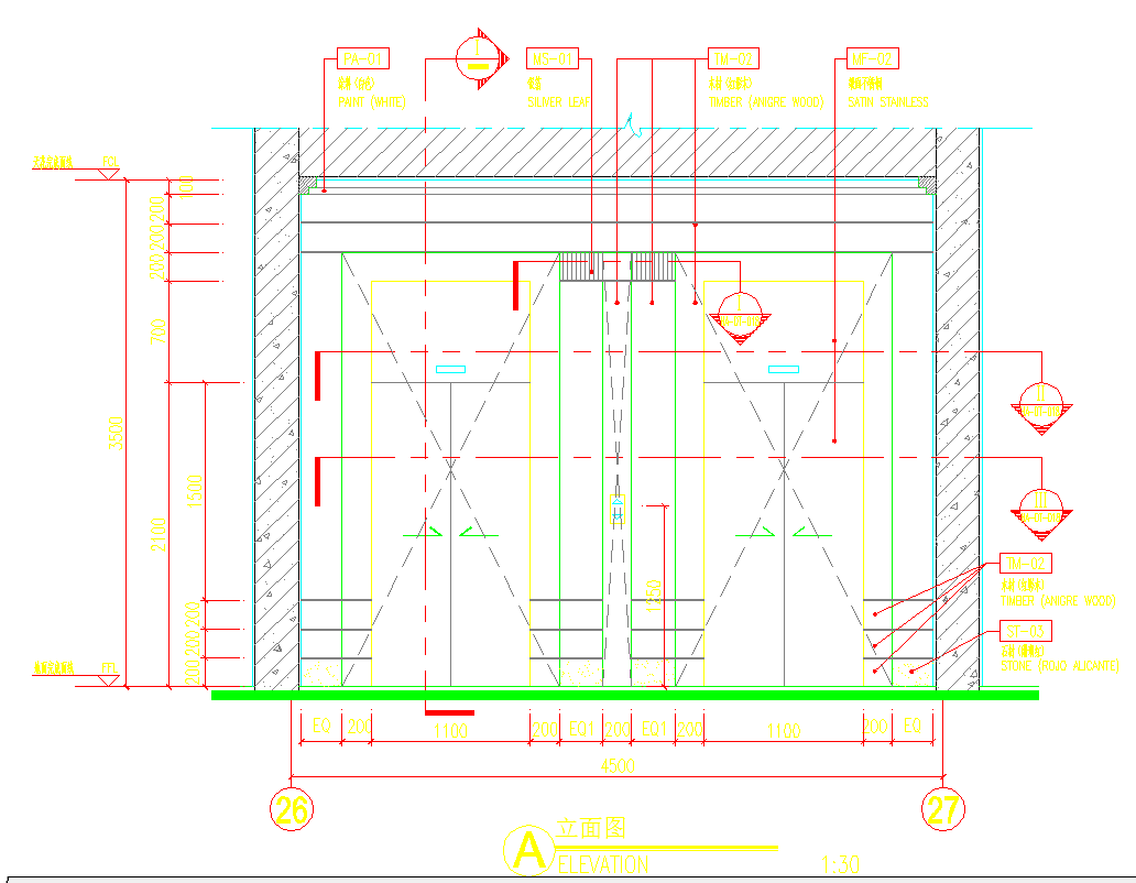 某酒店装修工程电梯CAD节点详图-图二