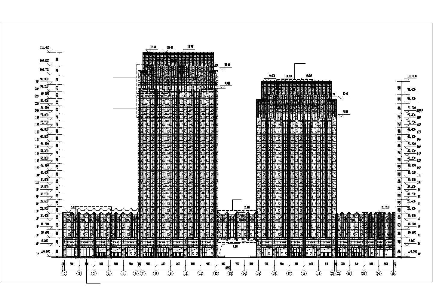 23层办公大厦建筑施工图（含外檐幕墙深化施工、计算书）-图一