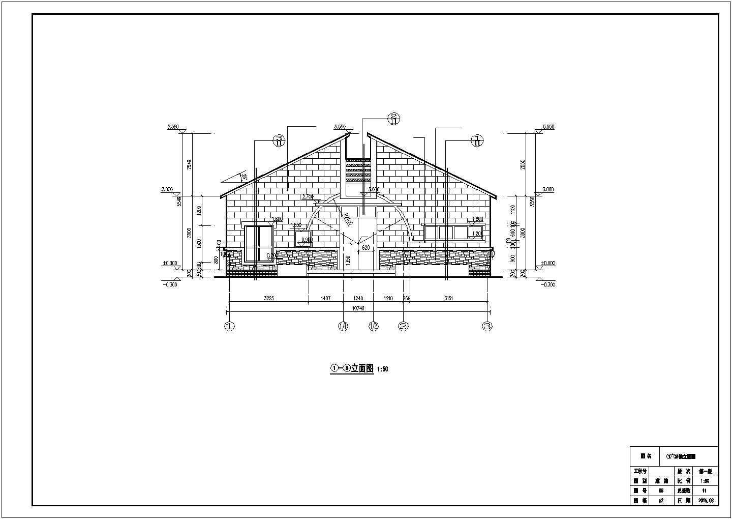 现代砖混结构坡屋顶公厕建筑CAD节点详图-图一