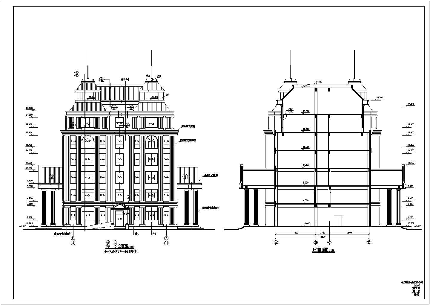 多层欧式风格建筑全套施工cad节点详图-图二