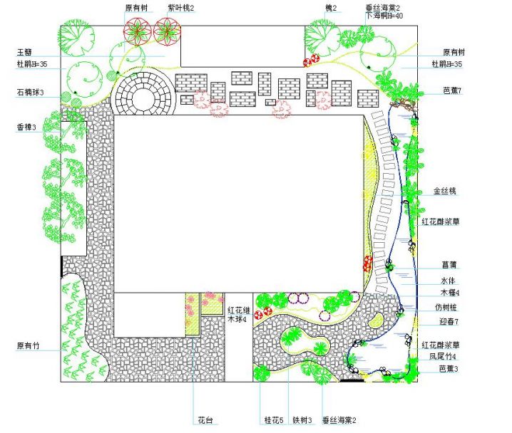 多层别墅庭院景观绿化设计节点详图