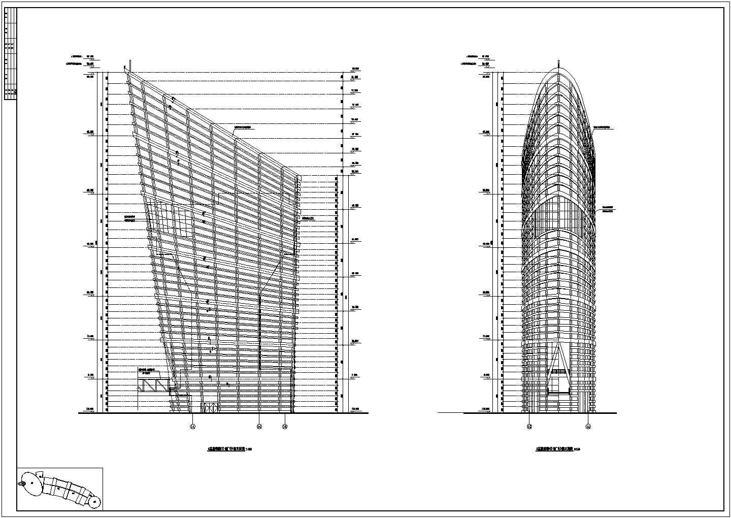 A区钢结构塔楼建筑施工CAD节点详图-图一