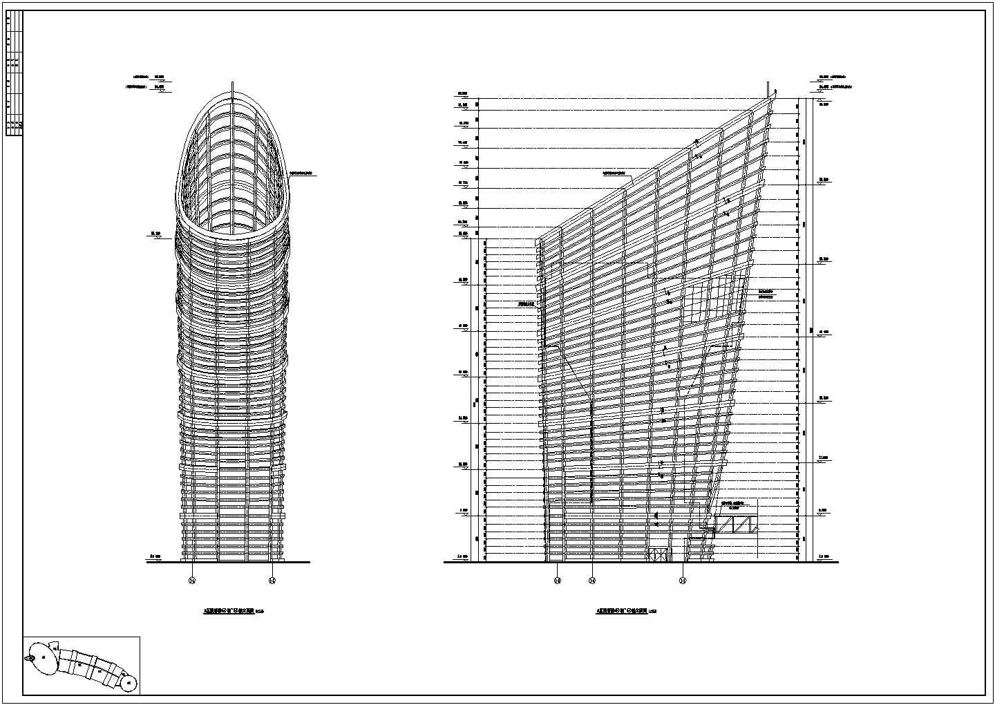 A区钢结构塔楼建筑施工CAD节点详图-图二