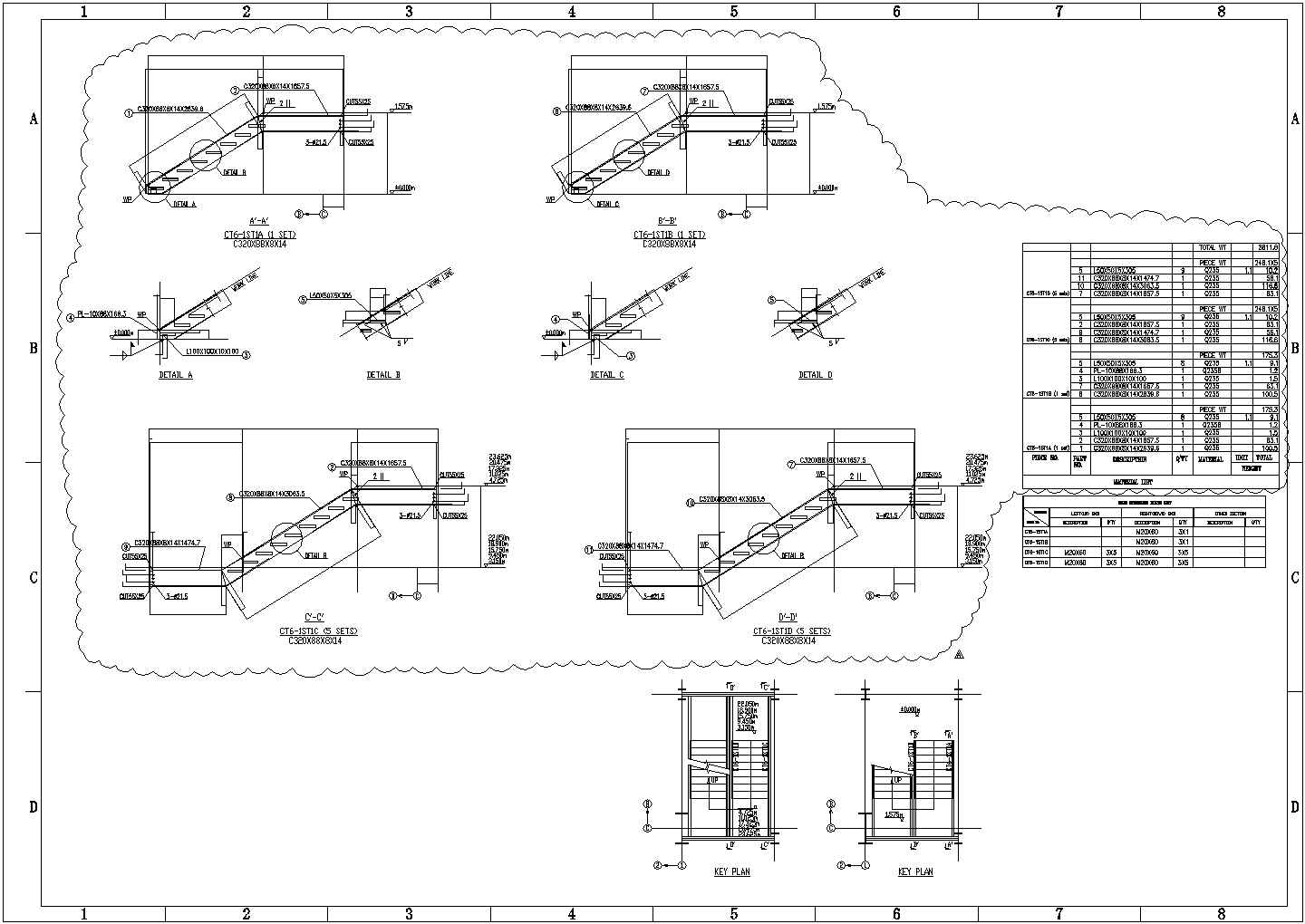 某市建筑钢梯及扶手设计CAD节点详图-图二