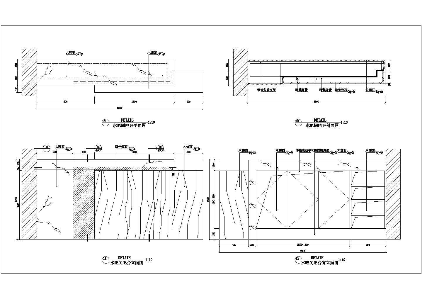 家庭水吧台结构设计节点详图-图一