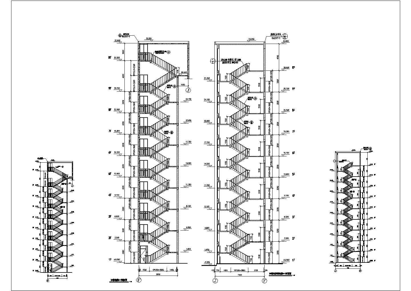 某地酒店九层楼梯建筑设计节点详图-图二