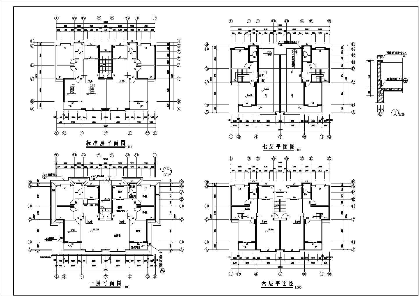 某地多层居民楼建施CAD节点详图-图二
