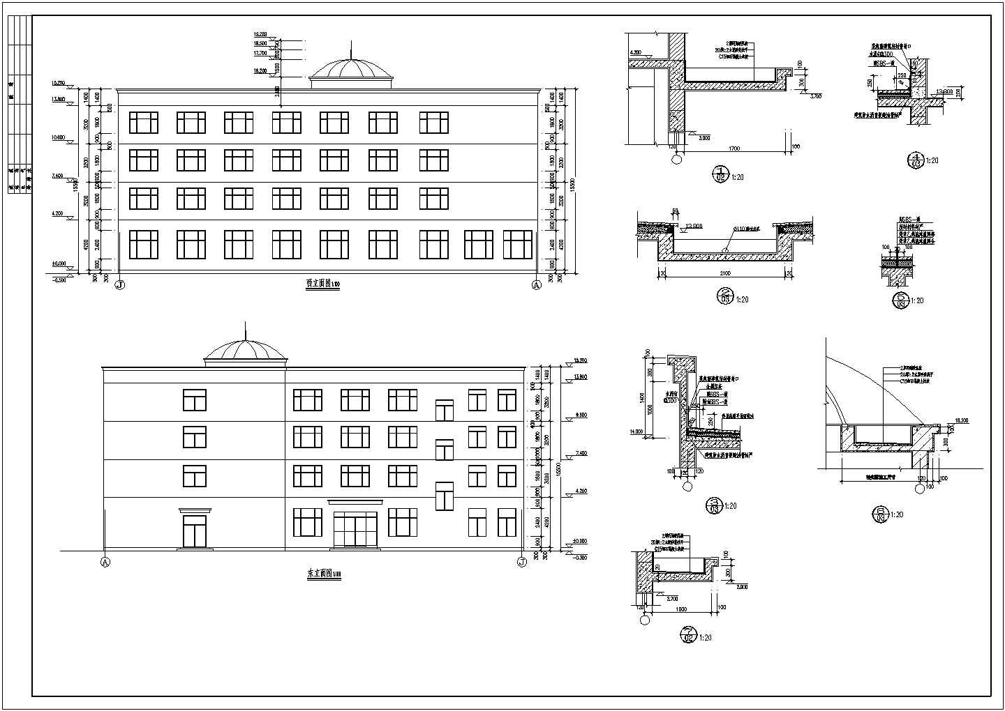 多层框混结构住宅楼CAD建施节点详图-图一