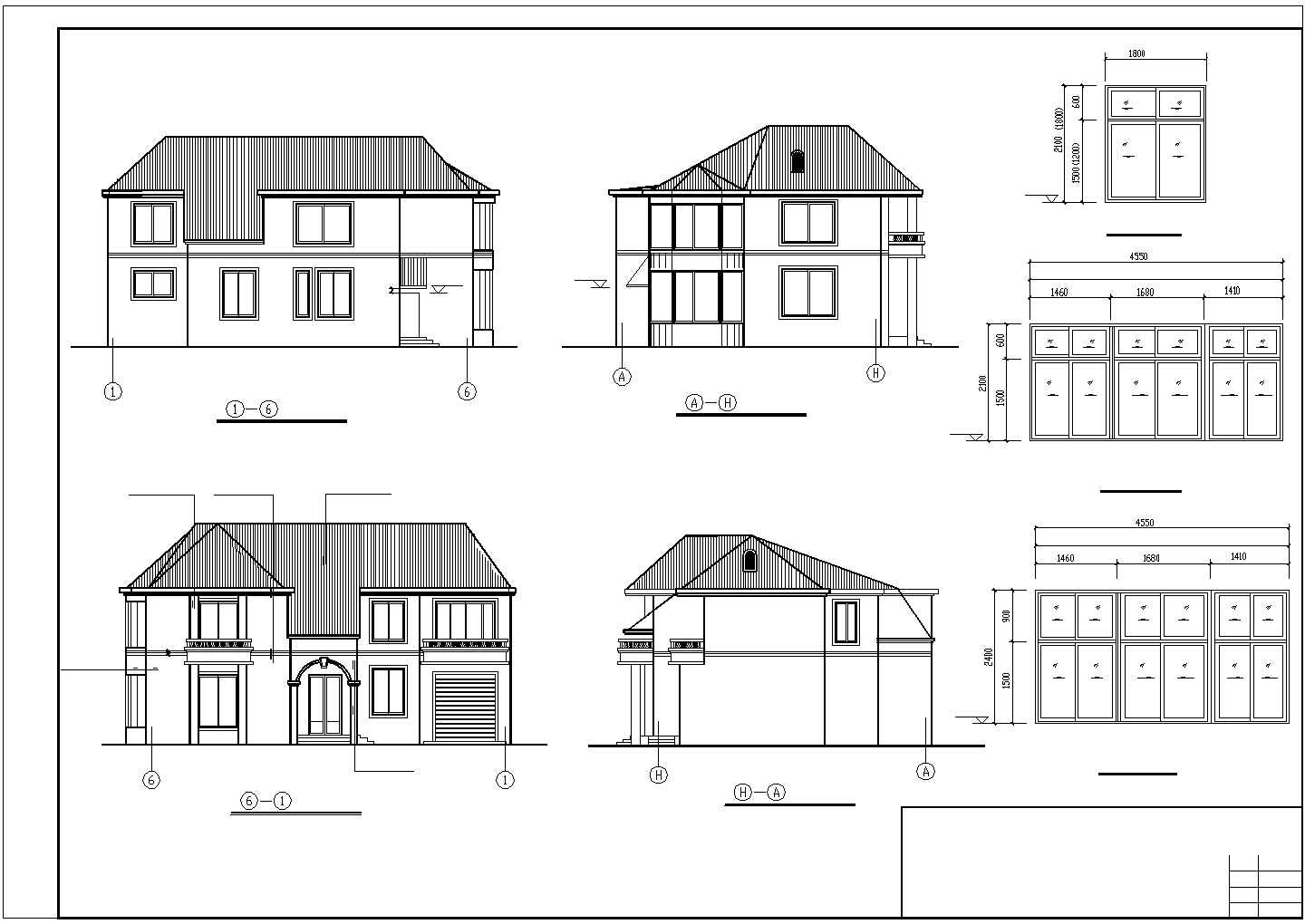 两层坡屋顶别墅建筑设计CAD节点详图-图一