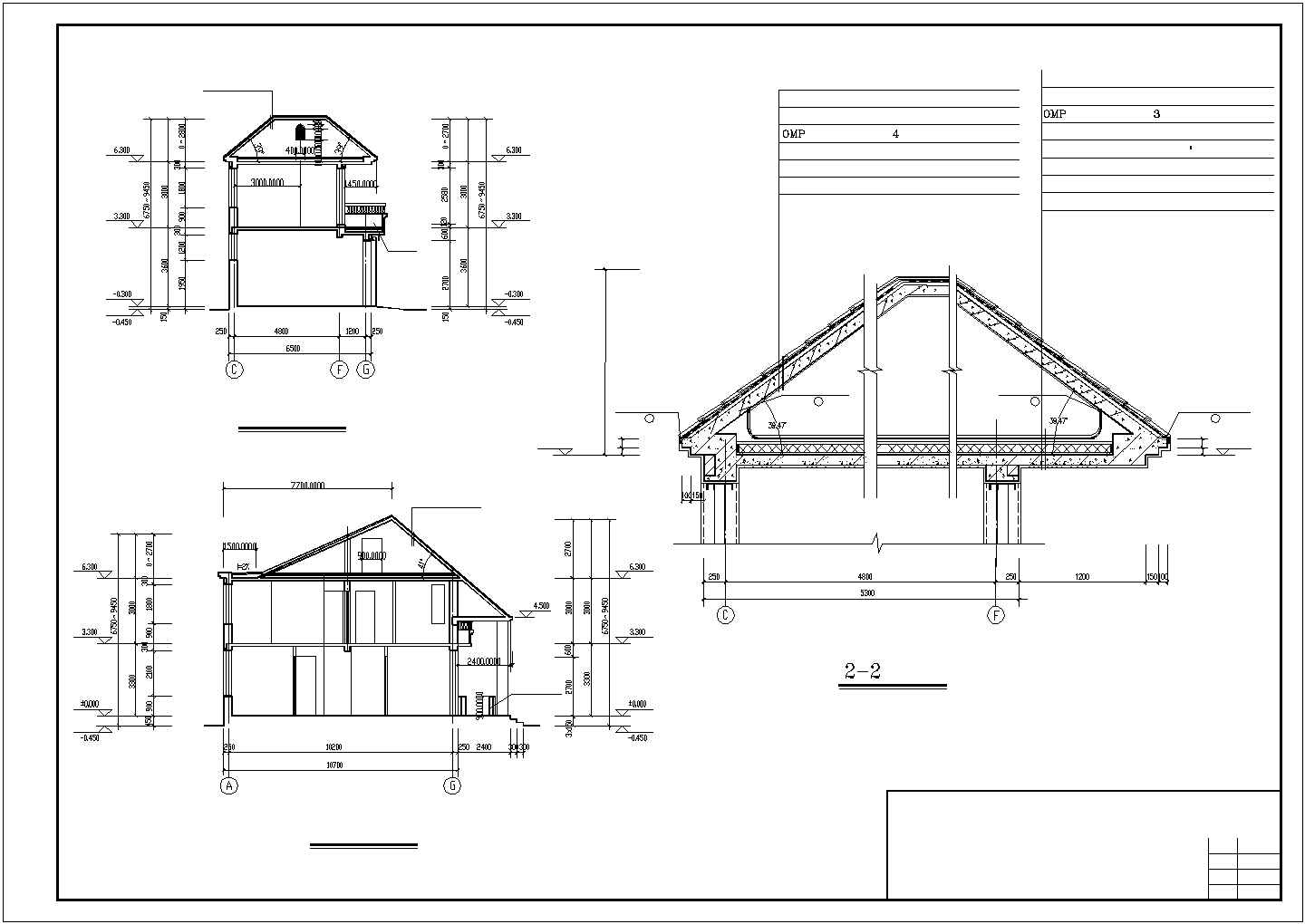 两层坡屋顶别墅建筑设计CAD节点详图-图二