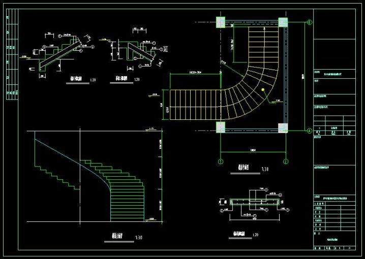 某建筑梯板截面配筋CAD节点详图