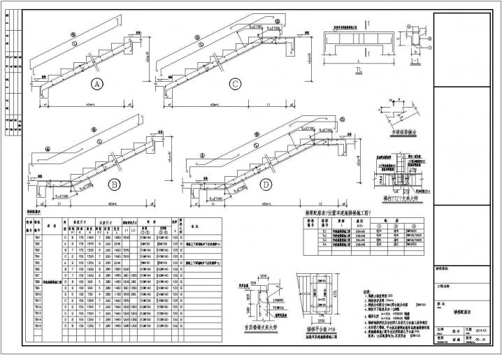 板式楼梯通用配筋表及节点详图