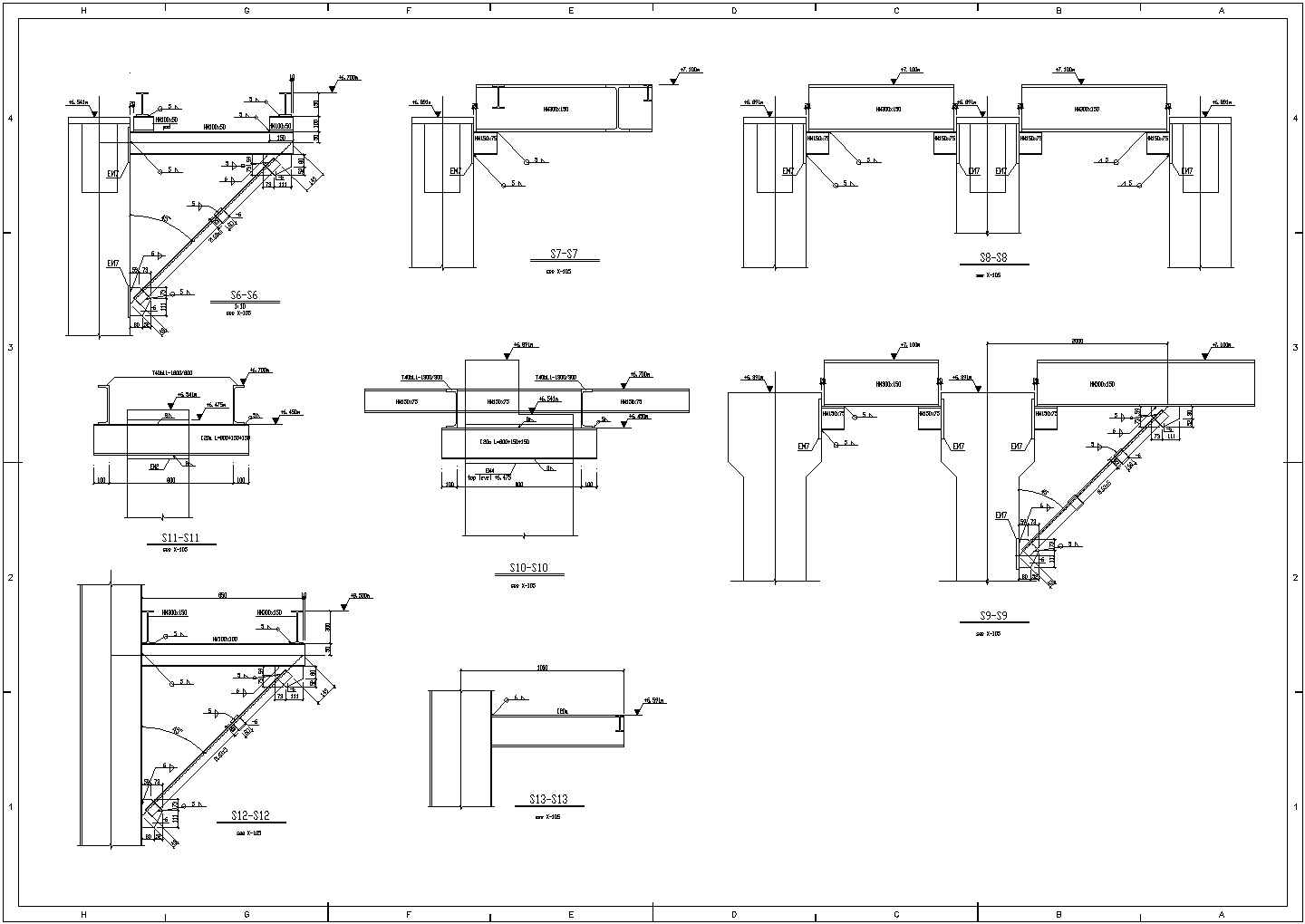 某梁柱连接节点构造CAD详图-图二