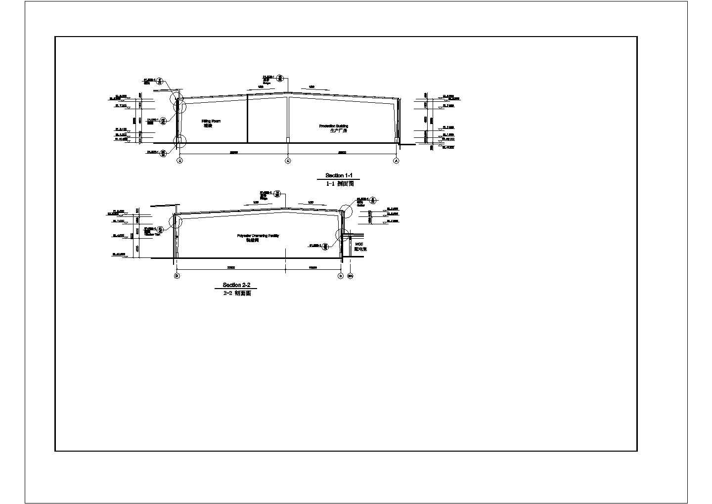 经典生产厂房建筑施工设计CAD节点详图-图二
