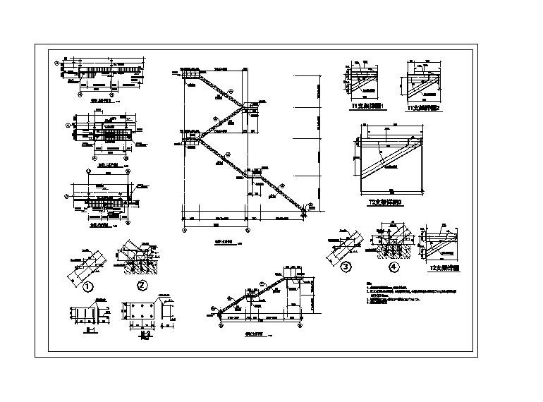 某钢结构楼梯节点构造CAD详图-图一