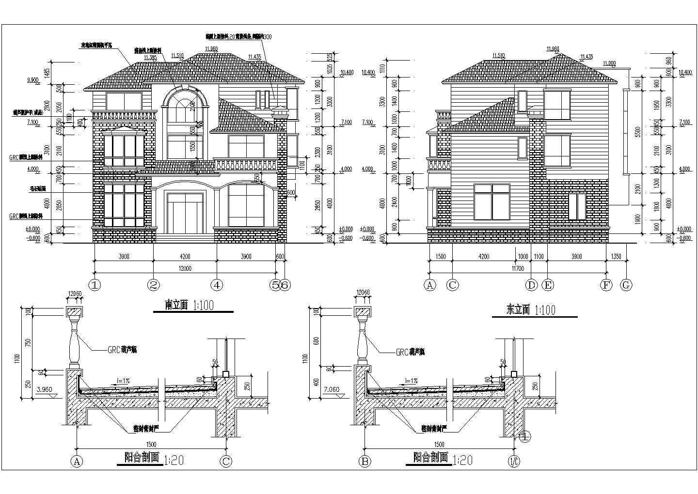 砖混结构三层住宅建筑设计CAD节点详图-图二