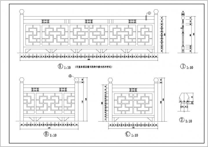 古建筑楼梯栏杆设计施工CAD节点详图