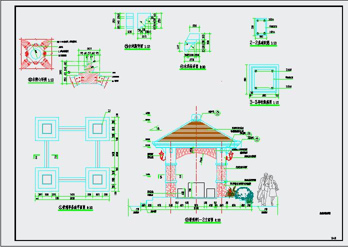 某居住区园林景观亭节点施工CAD详图-图二