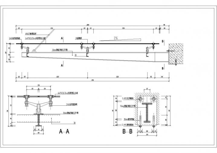 红星校区雨棚结构设计施工CAD节点详图