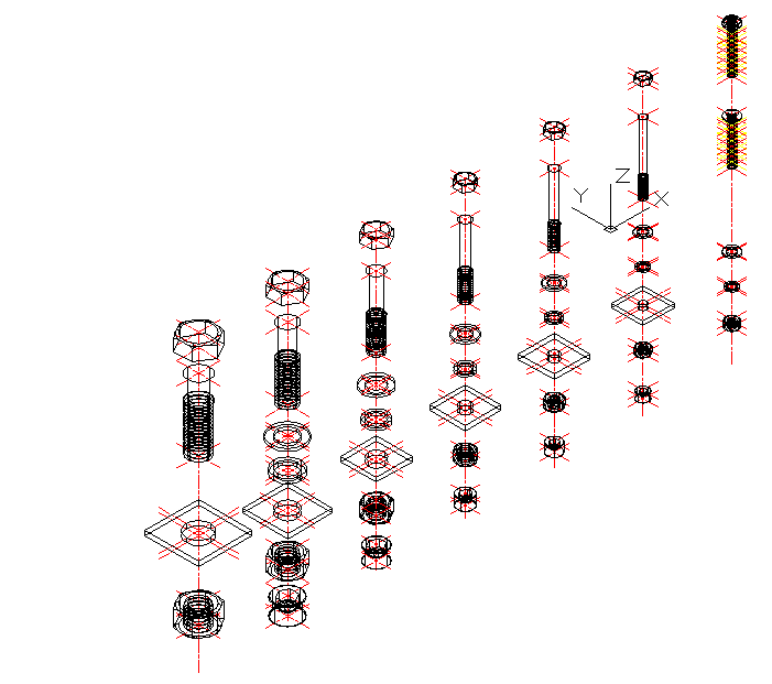 螺栓三维立体CAD节点详图-图二
