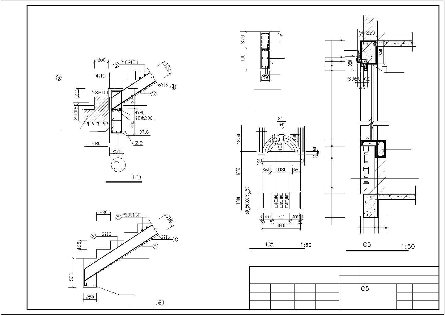 现代楼梯设计CAD节点详图-图二