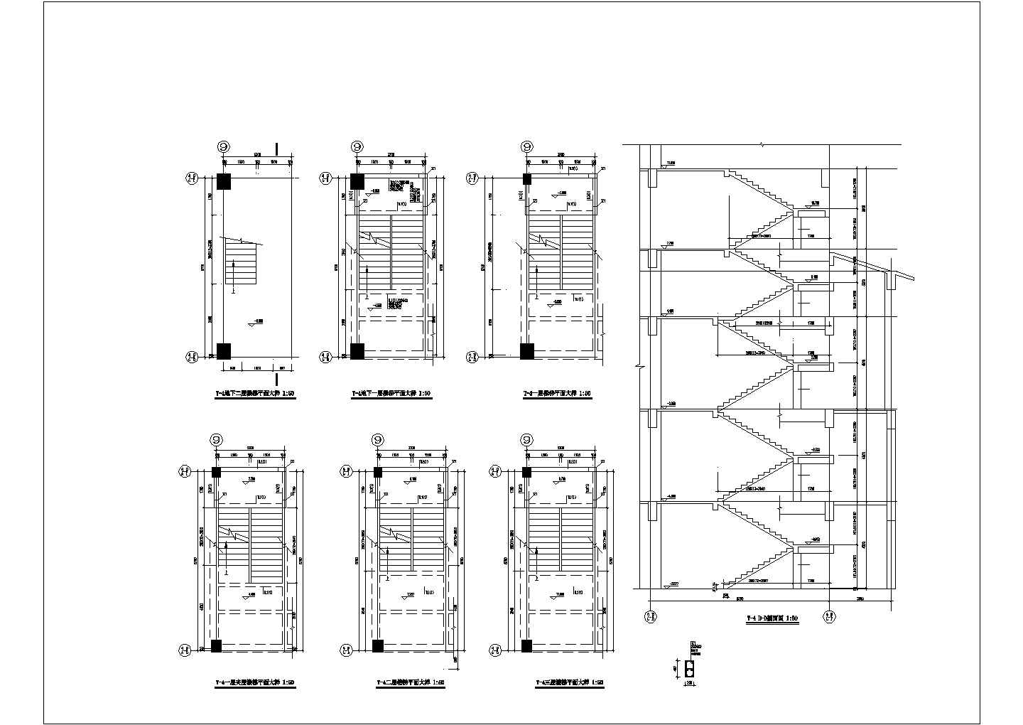 多层建筑楼梯结构CAD节点详图-图一