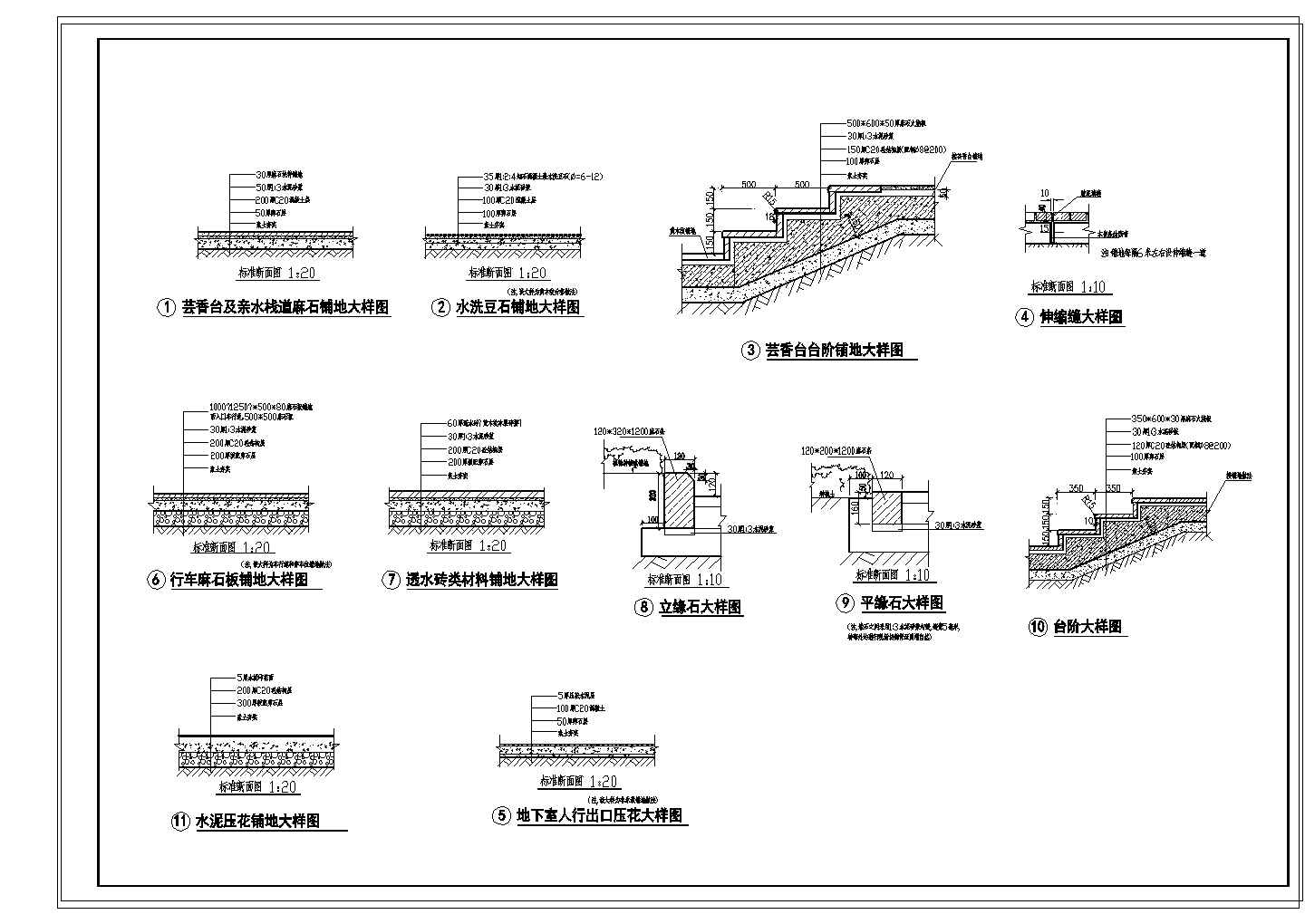 多种铺地设计CAD节点详图-图一