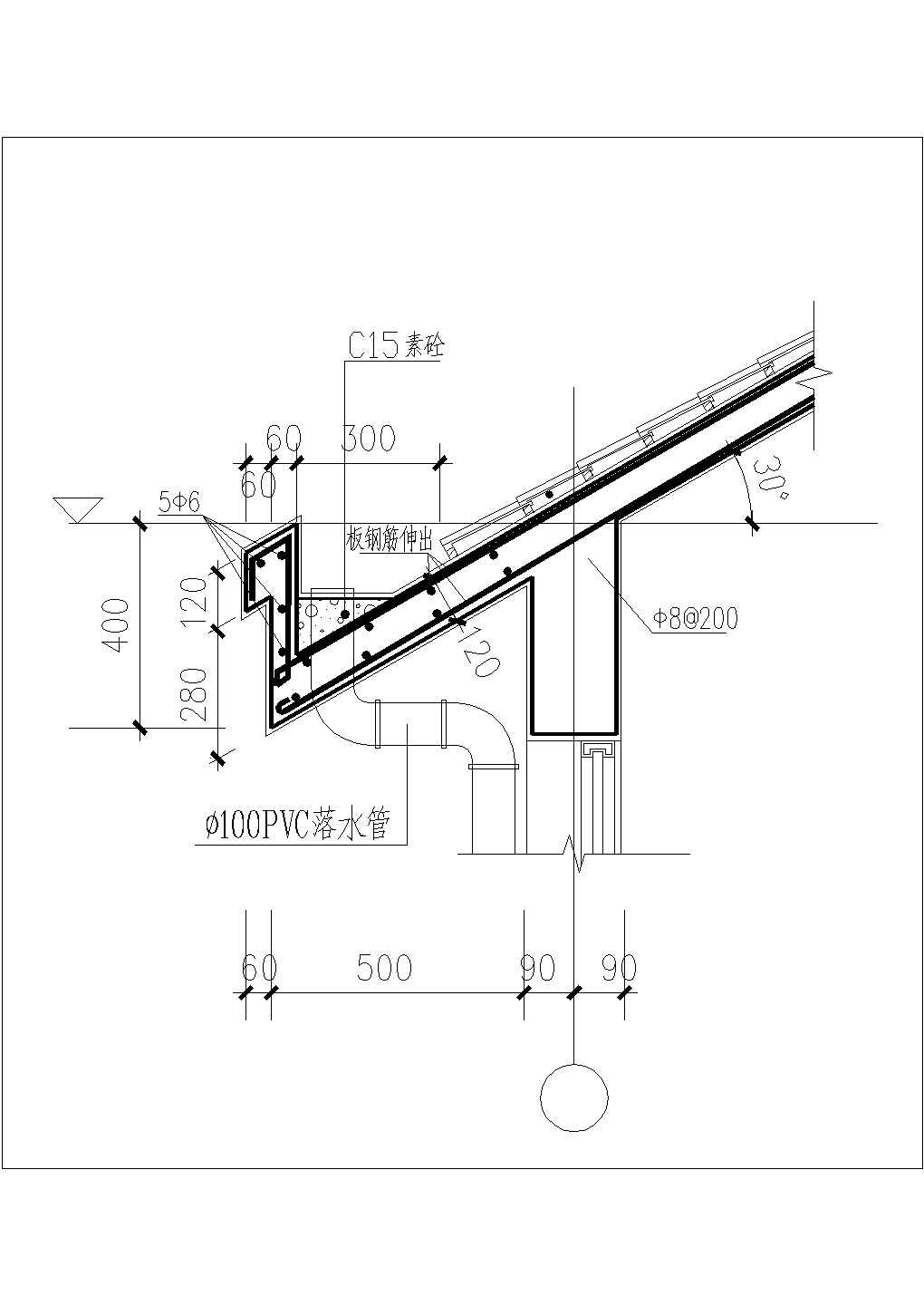 某建筑坡屋面檐口施工CAD节点详图-图二