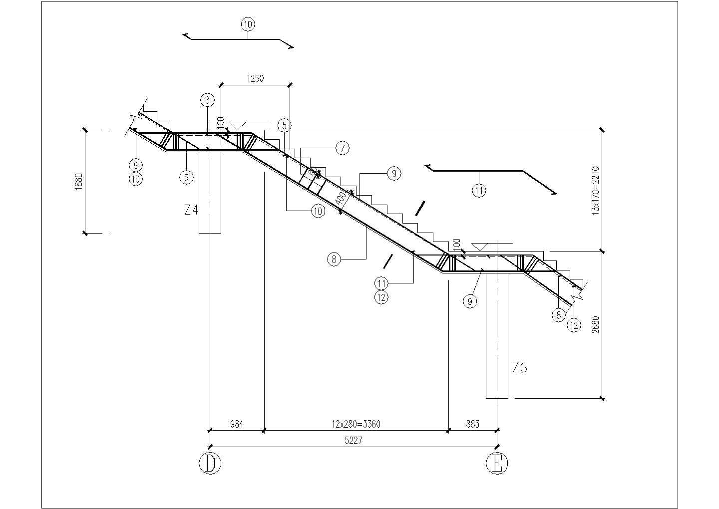 某地弧形梁式楼梯建施CAD节点详图-图二