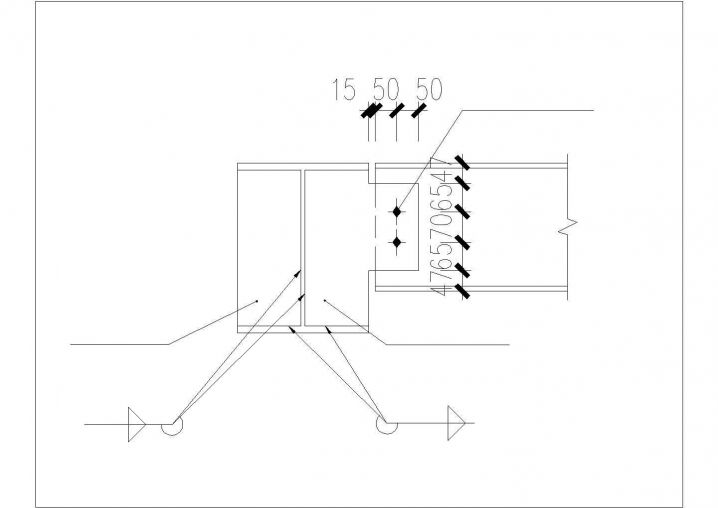 某建筑钢框架钢梁构造CAD节点详图