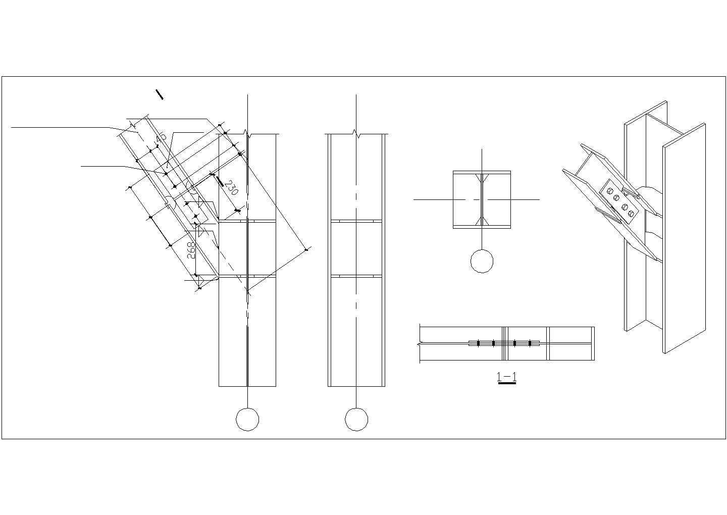 某建筑钢框架支撑CAD节点详图-图一