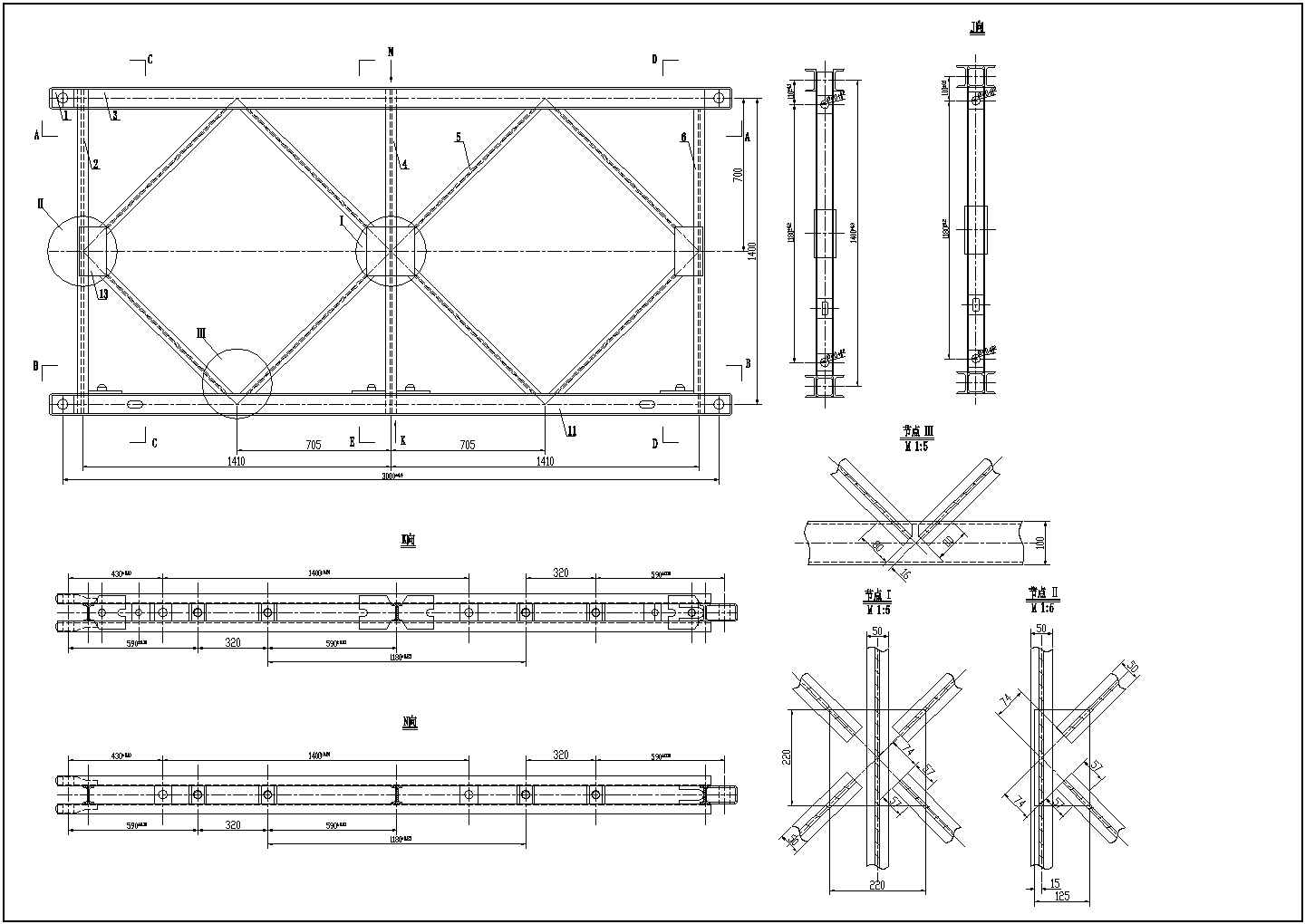 贝雷梁桁架结构CAD节点详图-图一