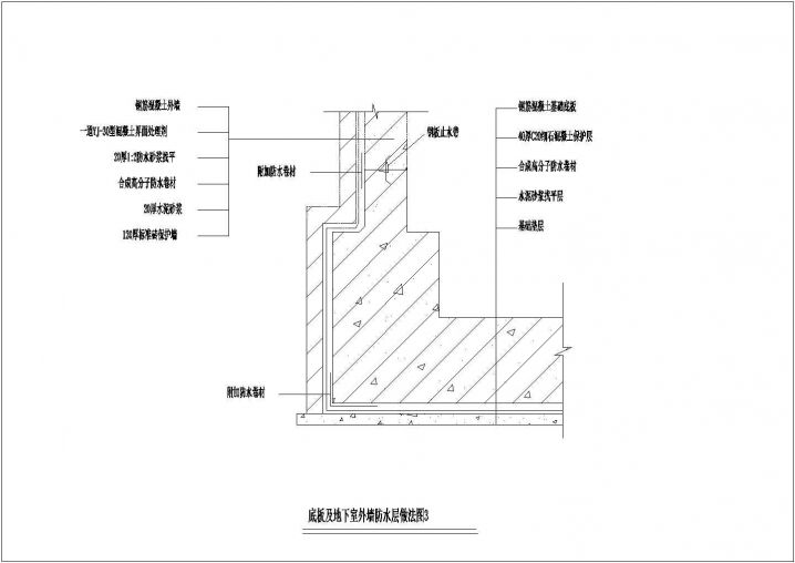 某建筑底板及地下室外墙防水做法CAD节点详图