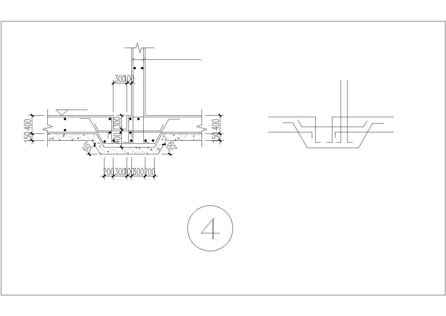 某建筑独立基础与筏板配筋CAD节点详图-图一