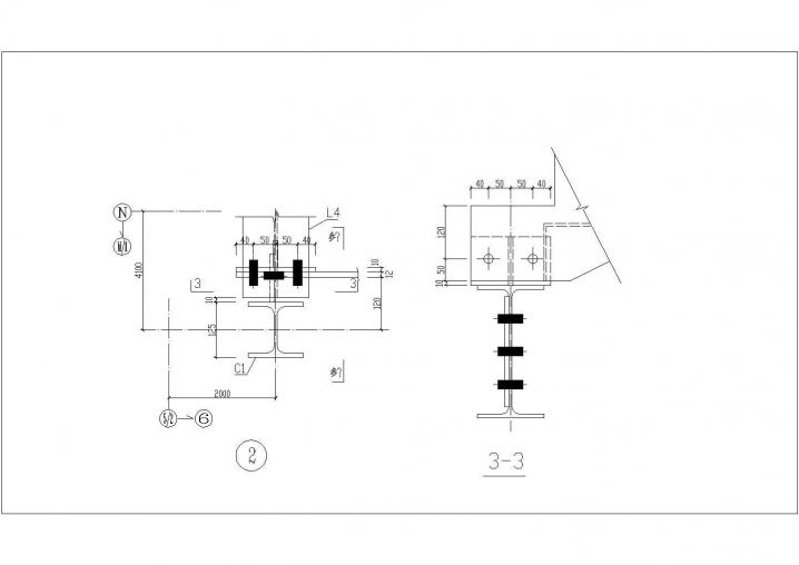 某建筑三跑钢楼梯施工CAD节点详图