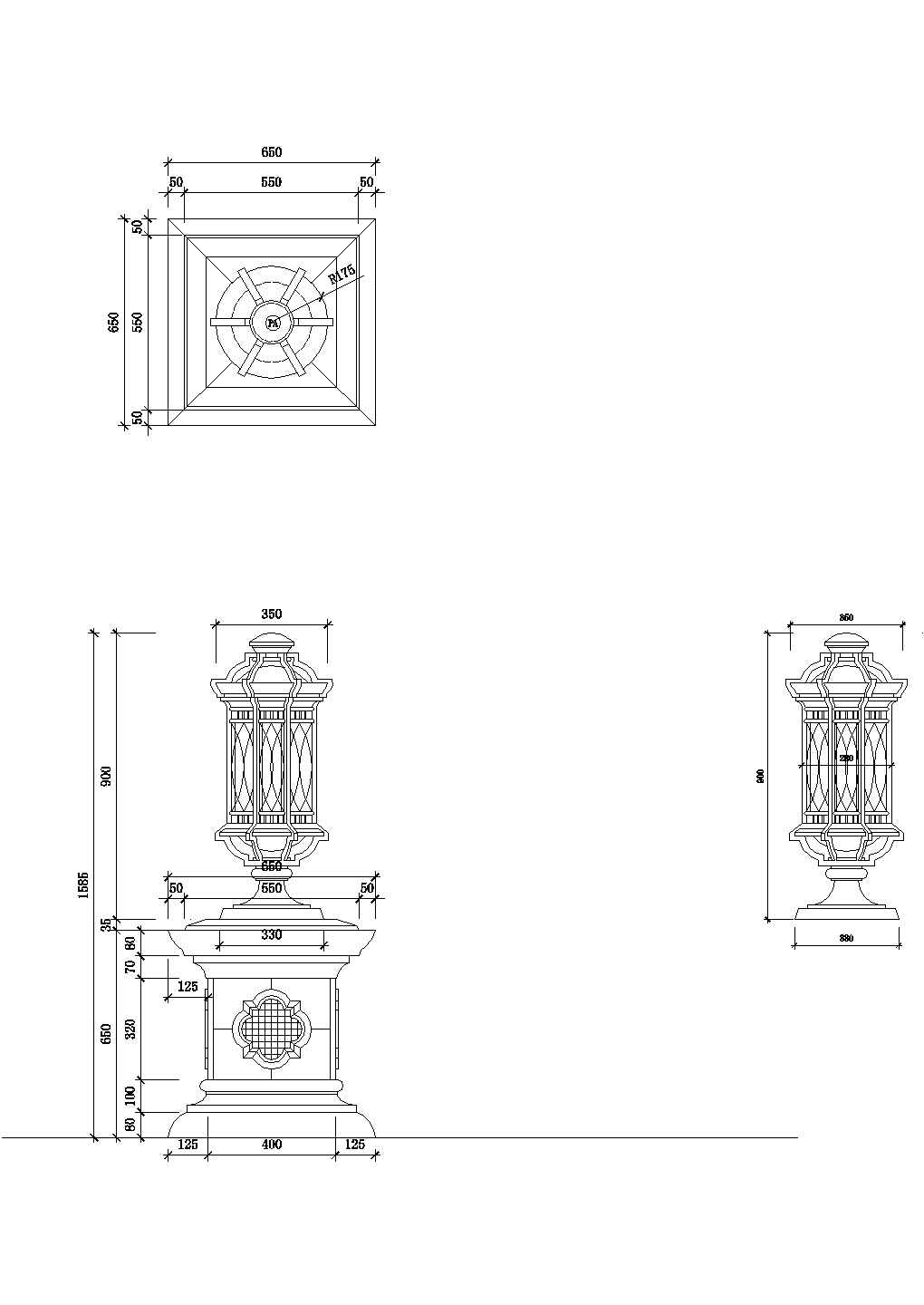 某广场灯具设计CAD节点详图-图一