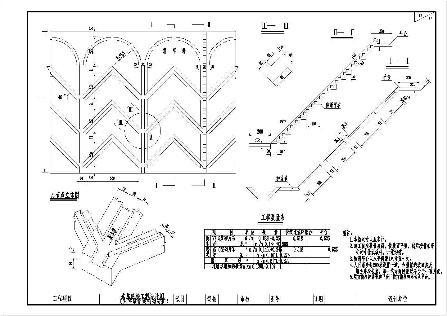 人字型骨架植物路基防护工程CAD节点详图-图一