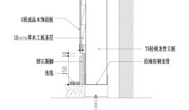 木饰面板墙深化CAD节点详图（5厘成品木饰面板）