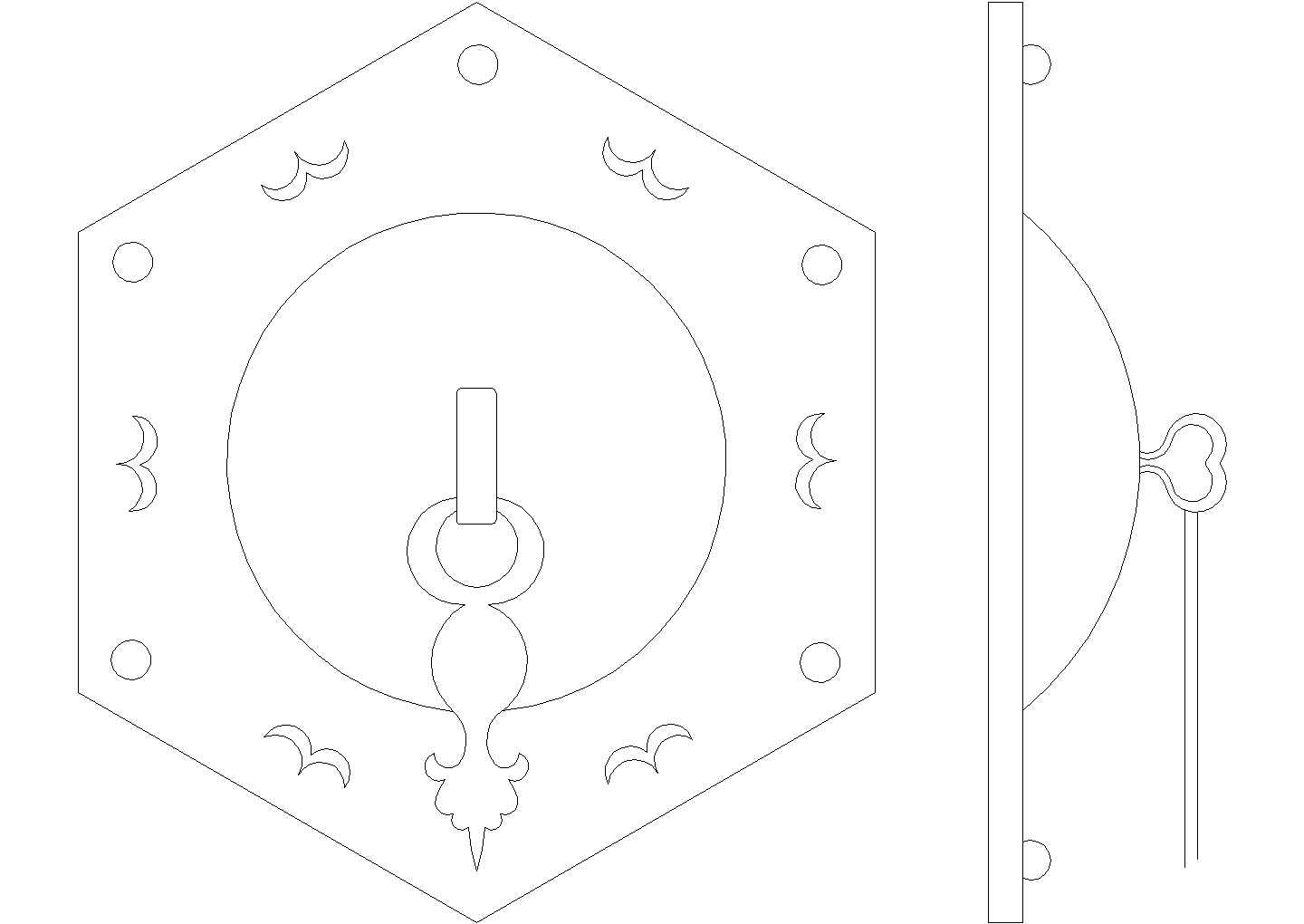 多种中式门锁设计CAD节点详图-图一