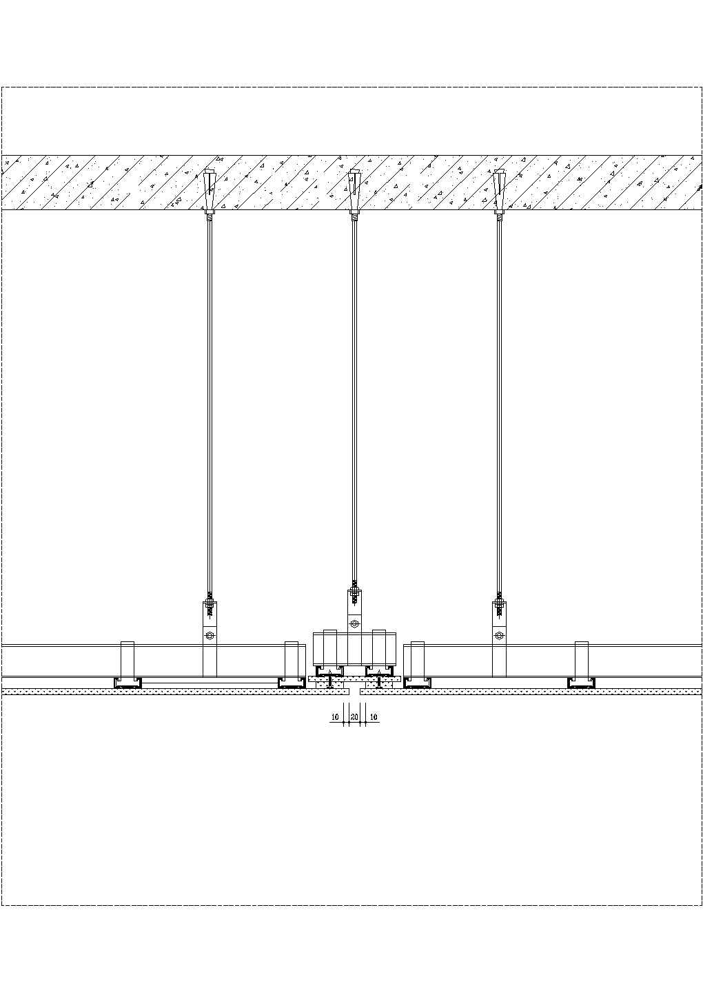 某建筑石膏板吊顶伸缩缝施工CAD节点详图-图一