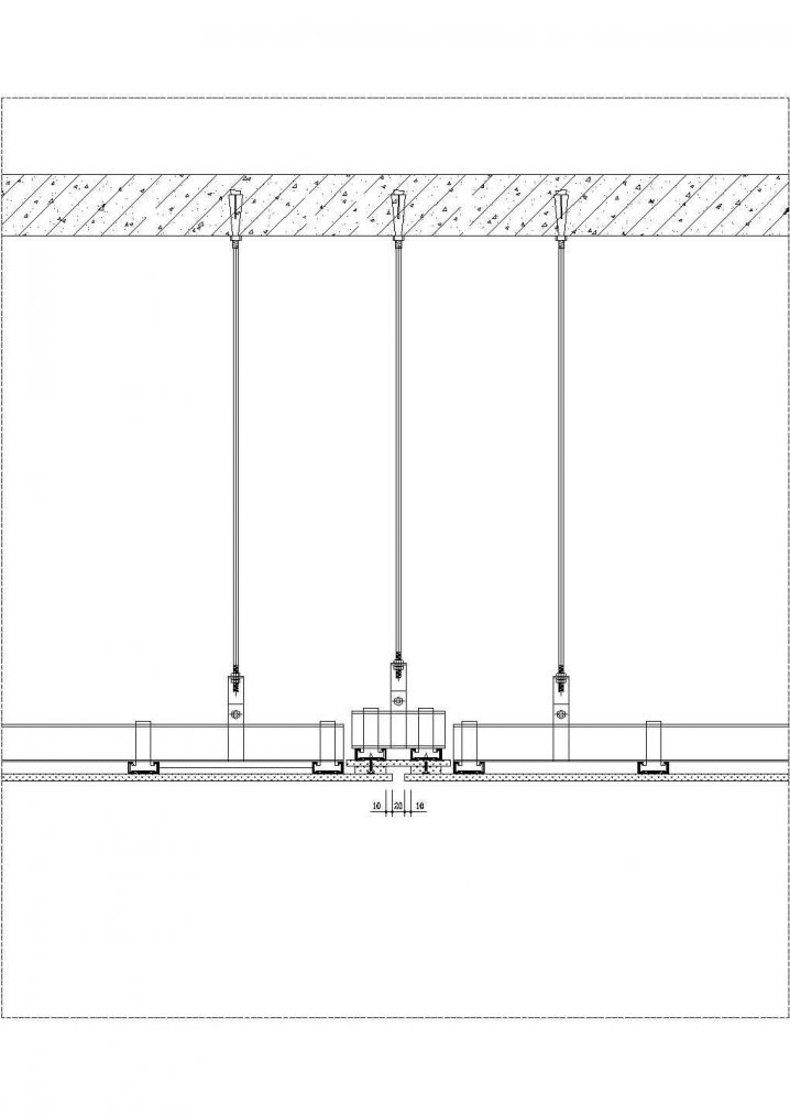 某建筑石膏板吊顶伸缩缝施工CAD节点详图