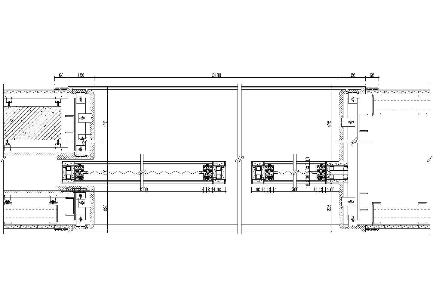 某工厂电动移门设计CAD节点详图-图一