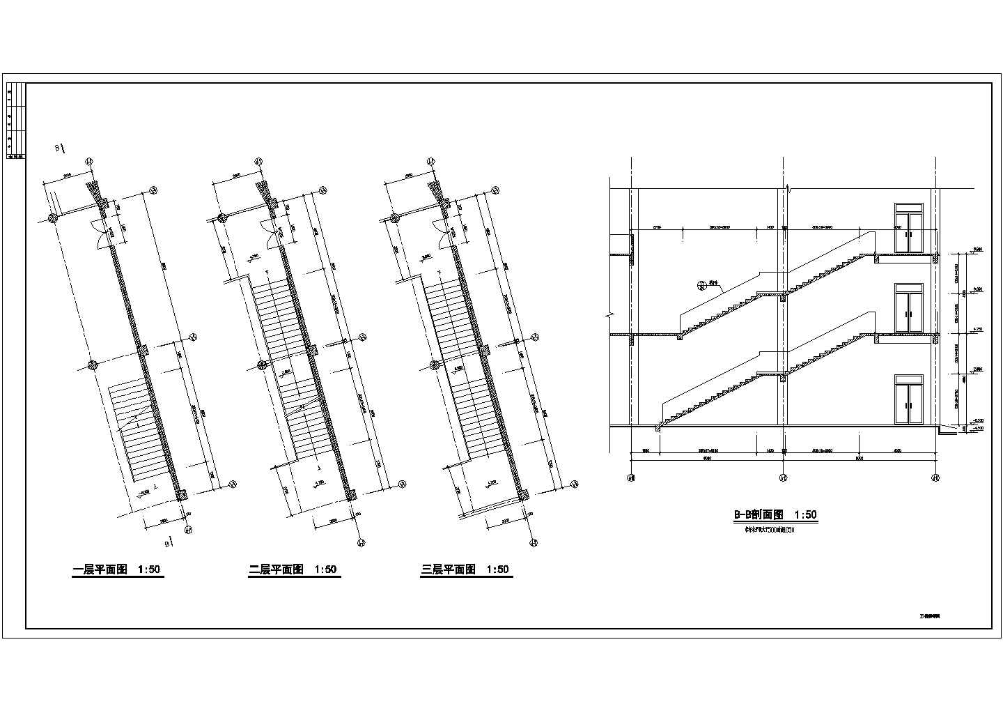 某三层楼梯及卫生间建筑设计节点详图-图二