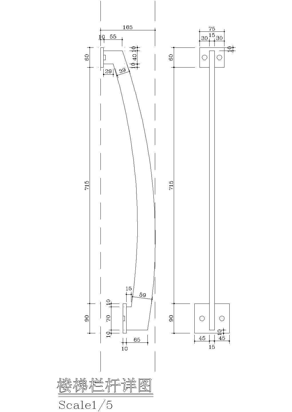 楼梯栏杆设计CAD节点详图-图一