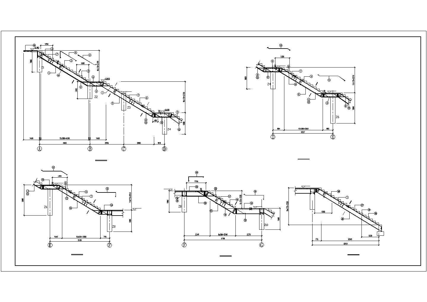 某建筑弧形楼梯建施方案节点详图-图一